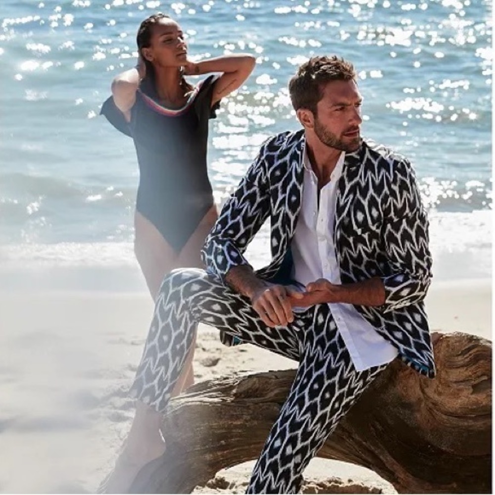 INC International Concepts Black and White Patterned Suit Jacket